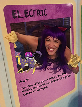 Miz Sylver as a Liepard
                                    crawling out of a Pokmon card